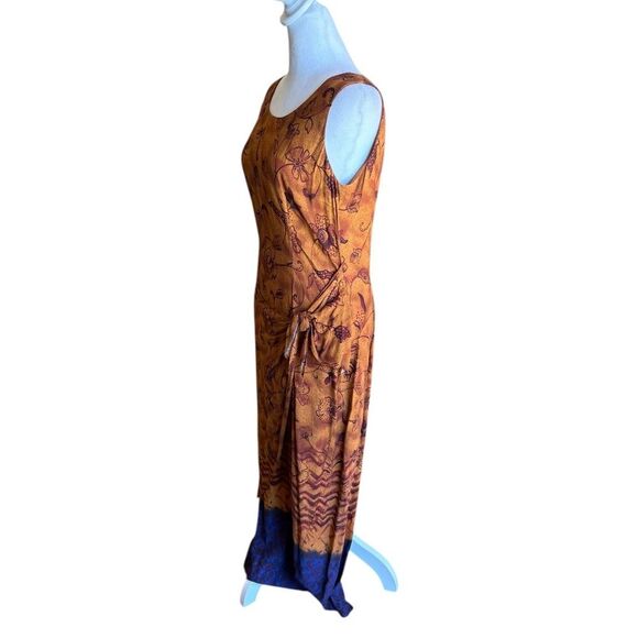 Scarlett Vintage Wrap Maxi Dress Artsy Boho Lagenlook Floral Sleeveless Size 10 - Picture 3 of 11